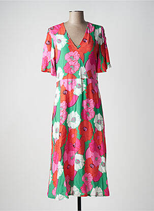 Robe longue manches courtes manches courtes rose SIGNE NATURE femme