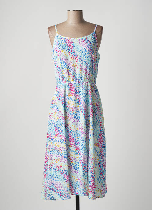 Robe mi-longue imprimé fantaisie fines bretelles bleu MOLLY BRACKEN femme