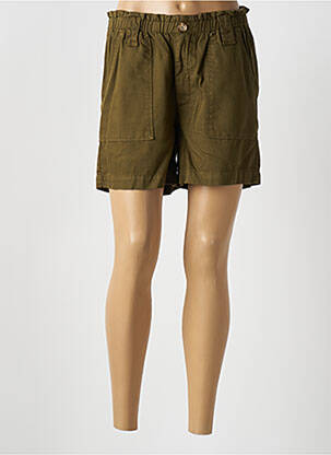 Short fermeture zippée sous rabat boutonné taille haute vert KANOPE femme