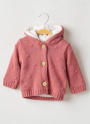 Gilet manches longues maille tricot rose NOUKIE'S fille