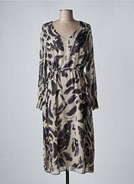Robe mi-longue coupe fluide manches longues gris KAFFE femme