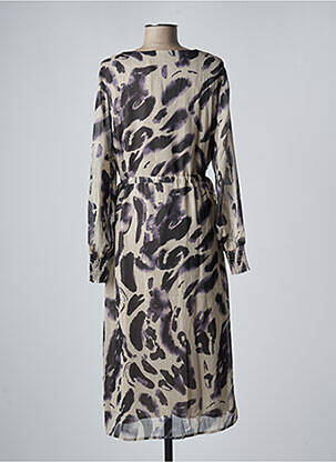 Robe mi-longue coupe fluide manches longues gris KAFFE femme