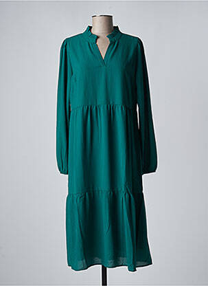 Robe mi-longue manches longues manches longues vert KAFFE femme