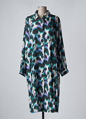 Robe mi-longue coupe fluide manches longues vert KAFFE femme