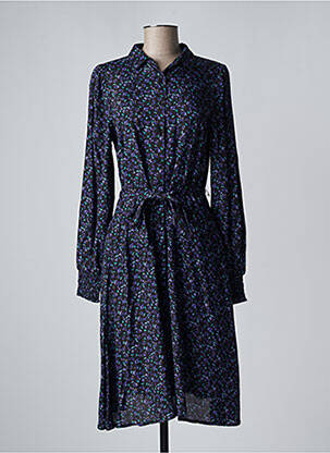 Robe mi-longue imprimé fleurs manches longues noir KAFFE femme