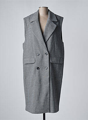 Manteau long coupe droite sans capuche gris KAFFE femme