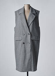 Manteau long coupe droite sans capuche gris KAFFE femme