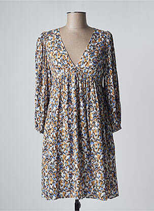 Robe courte coupe évasée manches longues marron SEE U SOON femme
