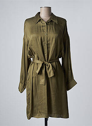Robe mi-longue manches longues manches longues vert SEE U SOON femme