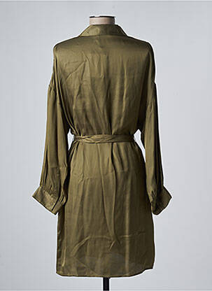 Robe mi-longue coupe fluide manches longues vert SEE U SOON femme