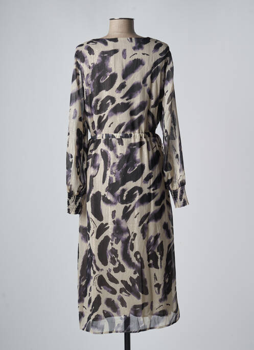 Robe mi-longue coupe fluide manches longues gris KAFFE femme