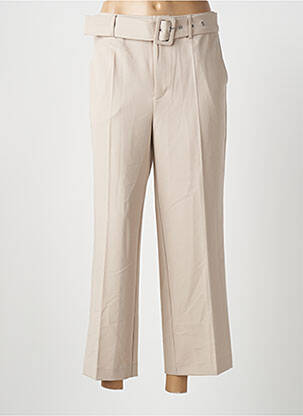 Pantalon 7/8 fermeture zippée sous rabat avec crochet taille normale beige KAFFE femme