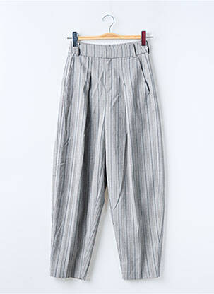 Pantalon droit fermeture zippée sous rabat avec crochet gris IN WEAR femme