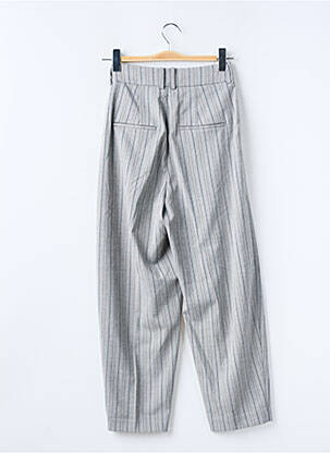 Pantalon droit fermeture zippée sous rabat avec crochet gris IN WEAR femme