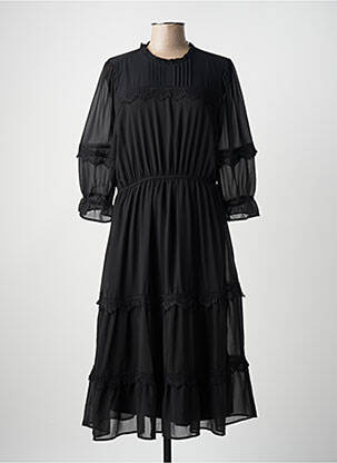 Robe mi-longue noir KAFFE pour femme