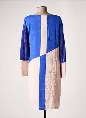 Robe mi-longue imprimé fantaisie manches longues bleu ELISA CAVALETTI femme