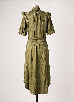 Robe longue tissage popeline manches courtes vert NUMPH femme