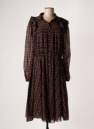 Robe mi-longue imprimé fantaisie manches longues noir IMPERIAL femme