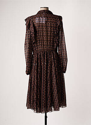 Robe mi-longue imprimé fantaisie manches longues noir IMPERIAL femme