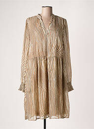 Robe mi-longue imprimé fantaisie manches longues beige KAFFE femme
