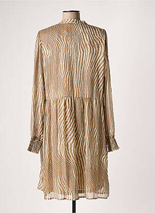 Robe mi-longue imprimé fantaisie manches longues beige KAFFE femme