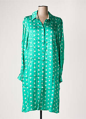 Robe mi-longue coupe fluide manches longues vert NUMPH femme