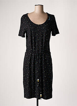 Robe mi-longue imprimé fantaisie manches courtes noir RAGWEAR femme