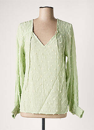 Blouse poignets boutonnés avec fente manches longues vert GARCIA femme