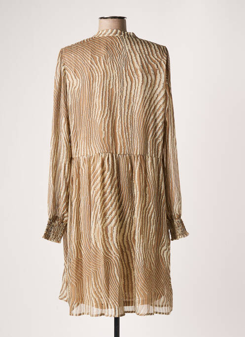 Robe mi-longue imprimé fantaisie manches longues beige KAFFE femme