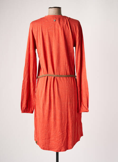 Robe mi-longue imprimé fantaisie manches longues orange RAGWEAR femme