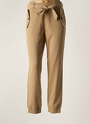 Pantalon droit tissage popeline beige KAFFE femme