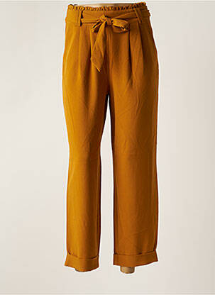 Pantalon slim tissage popeline taille haute jaune NUMPH femme
