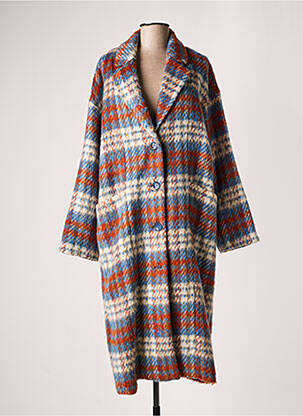 Manteau long coupe droite sans capuche bleu NUMPH femme