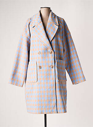 Manteau long coupe droite sans capuche bleu NUMPH femme