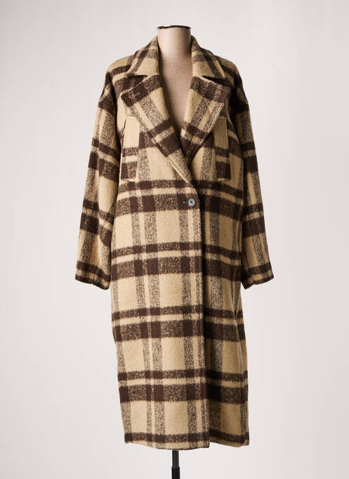 Manteau long coupe droite sans capuche beige IN WEAR femme