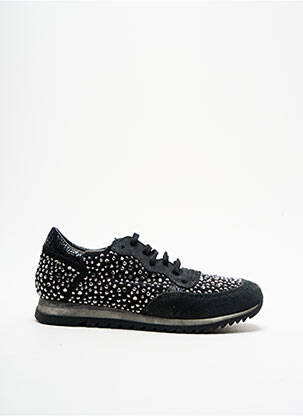 Baskets tissage satiné bout rond noir REQINS fille