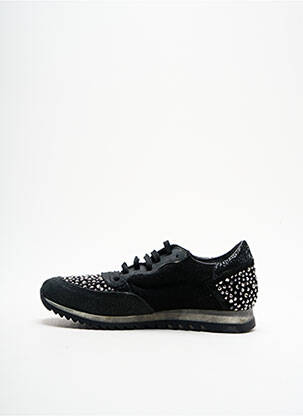 Baskets tissage satiné bout rond noir REQINS fille