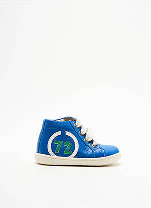 Baskets tissage satiné bout rond bleu LUNELLA garcon