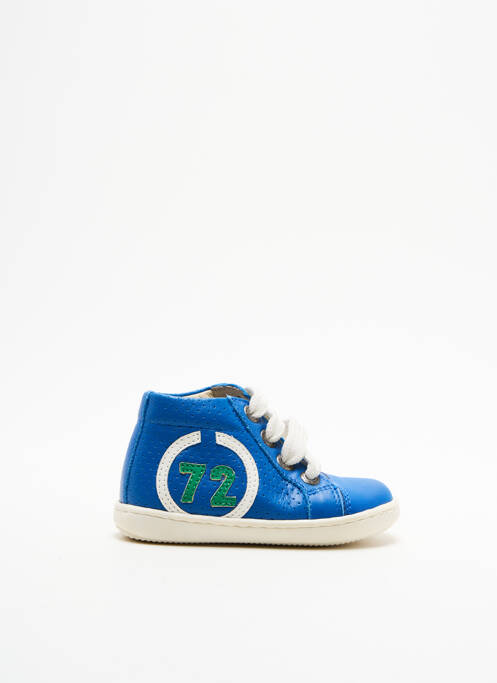 Baskets tissage satiné bout rond bleu LUNELLA garcon