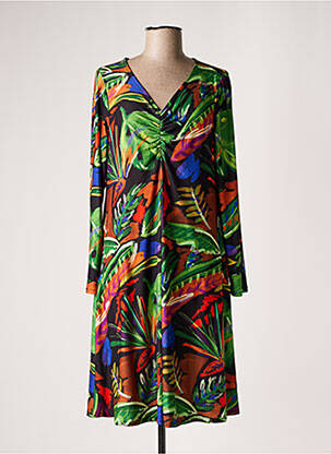 Robe mi-longue coupe fluide manches longues vert AN II VITO femme