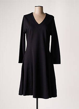 Robe mi-longue manches longues manches longues noir MALOKA femme