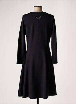 Robe mi-longue manches longues manches longues noir MALOKA femme