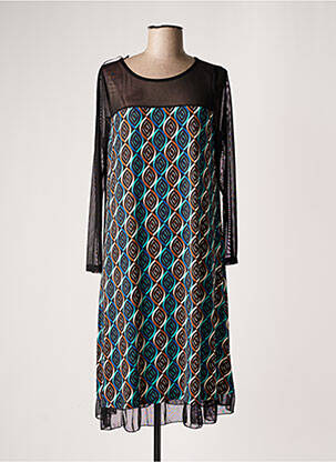 Robe mi-longue coupe fluide manches longues noir AN II VITO femme