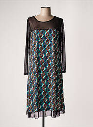Robe mi-longue coupe fluide manches longues noir AN II VITO femme