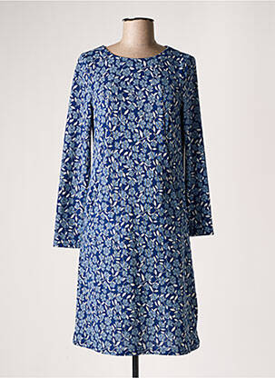 Robe mi-longue imprimé fleurs manches longues bleu MD'M femme