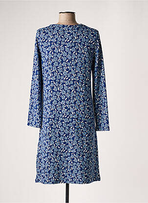 Robe mi-longue imprimé fleurs manches longues bleu MD'M femme