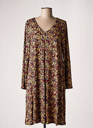Robe mi-longue imprimé fleurs manches longues beige AN II VITO femme