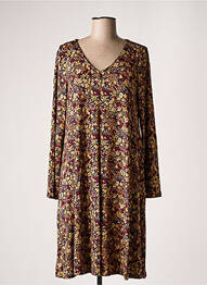 Robe mi-longue coupe fluide manches longues beige AN II VITO femme