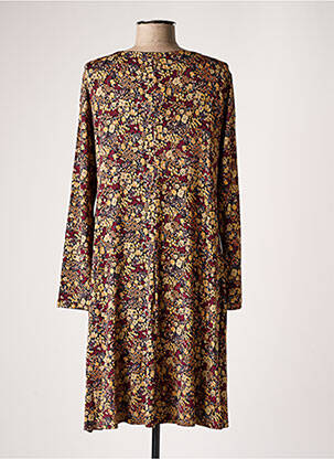 Robe mi-longue imprimé fleurs manches longues beige AN II VITO femme