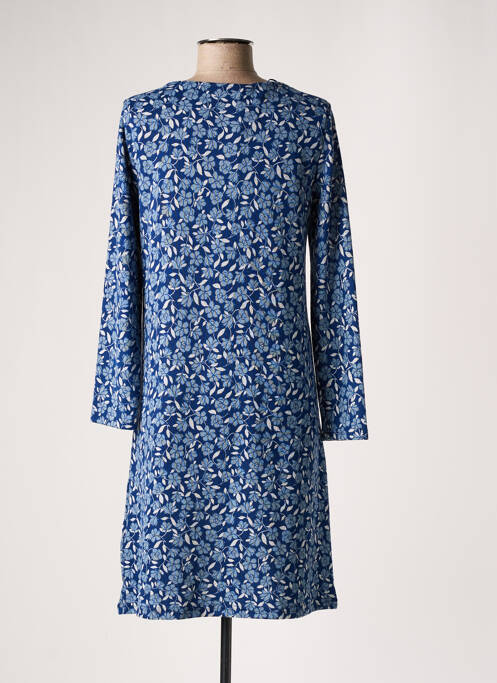 Robe mi-longue imprimé fleurs manches longues bleu MD'M femme